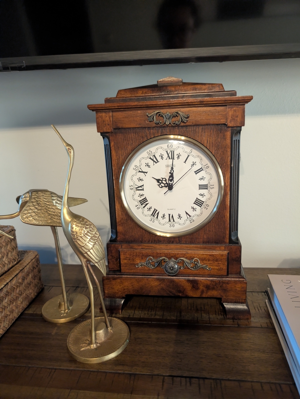 Wooden Mantel Clock Vintage